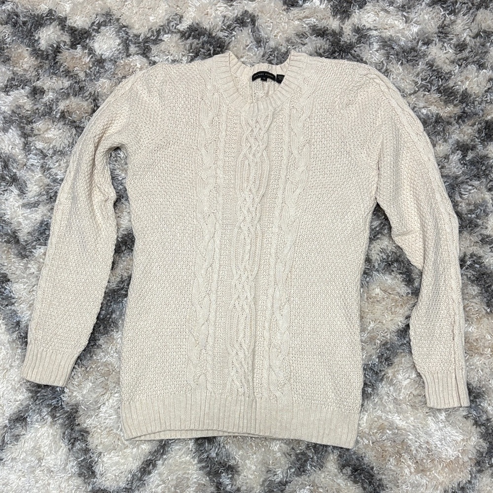 JEANNE PIERRE Women's Cream Cable Knit Sweater